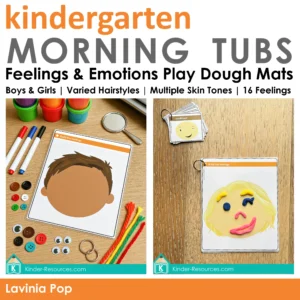 Play dough, markers, buttons, googly eyes, yarn, and laminated emotion mat for preschool and kindergarten SEL activity.