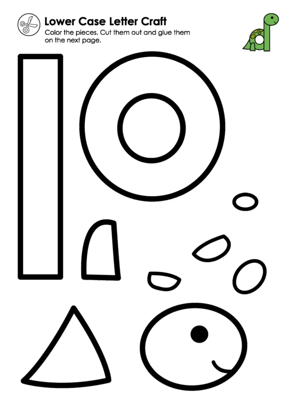 Lowercase letter d dinosaur craft printable for preschool and kindergarten alphabet cut and paste activity