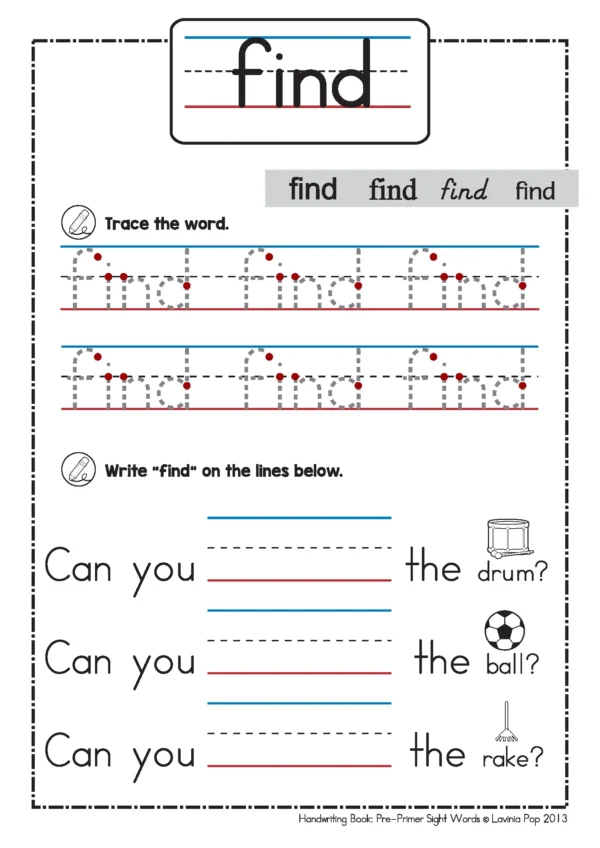 Sight Words Handwriting Tracing Book