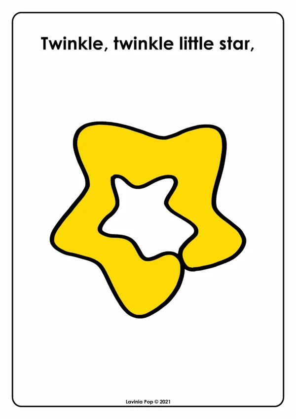 Set of Twinkle Twinkle Little Star play dough mats featuring stars and other rhyme images for hands-on preschool and kindergarten fun.