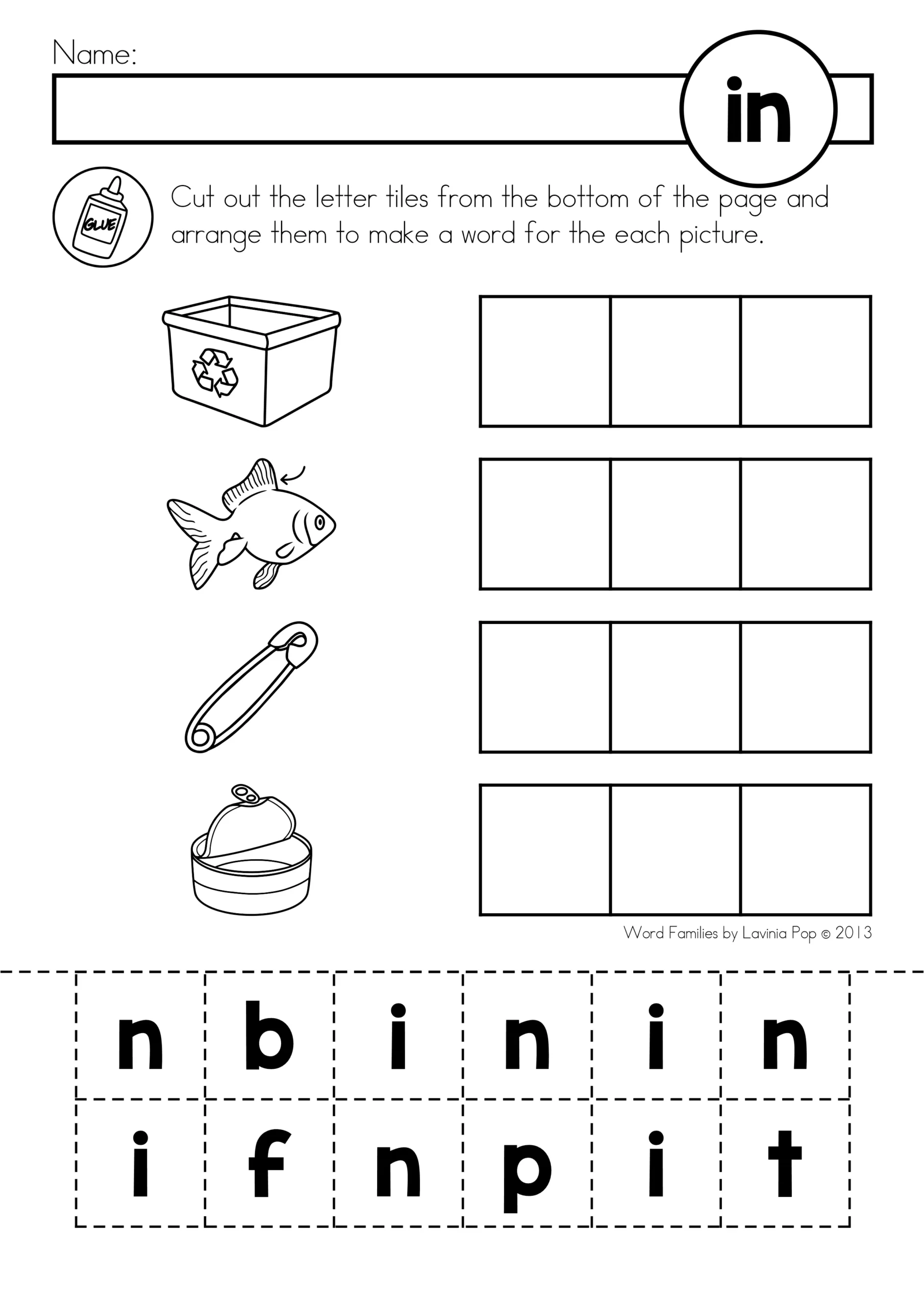 Hands-On Phonics Practice with CVC Word Families Word Work Printable CVC Word Families Word Work page showing short vowel word-building activity for Kindergarten literacy centers