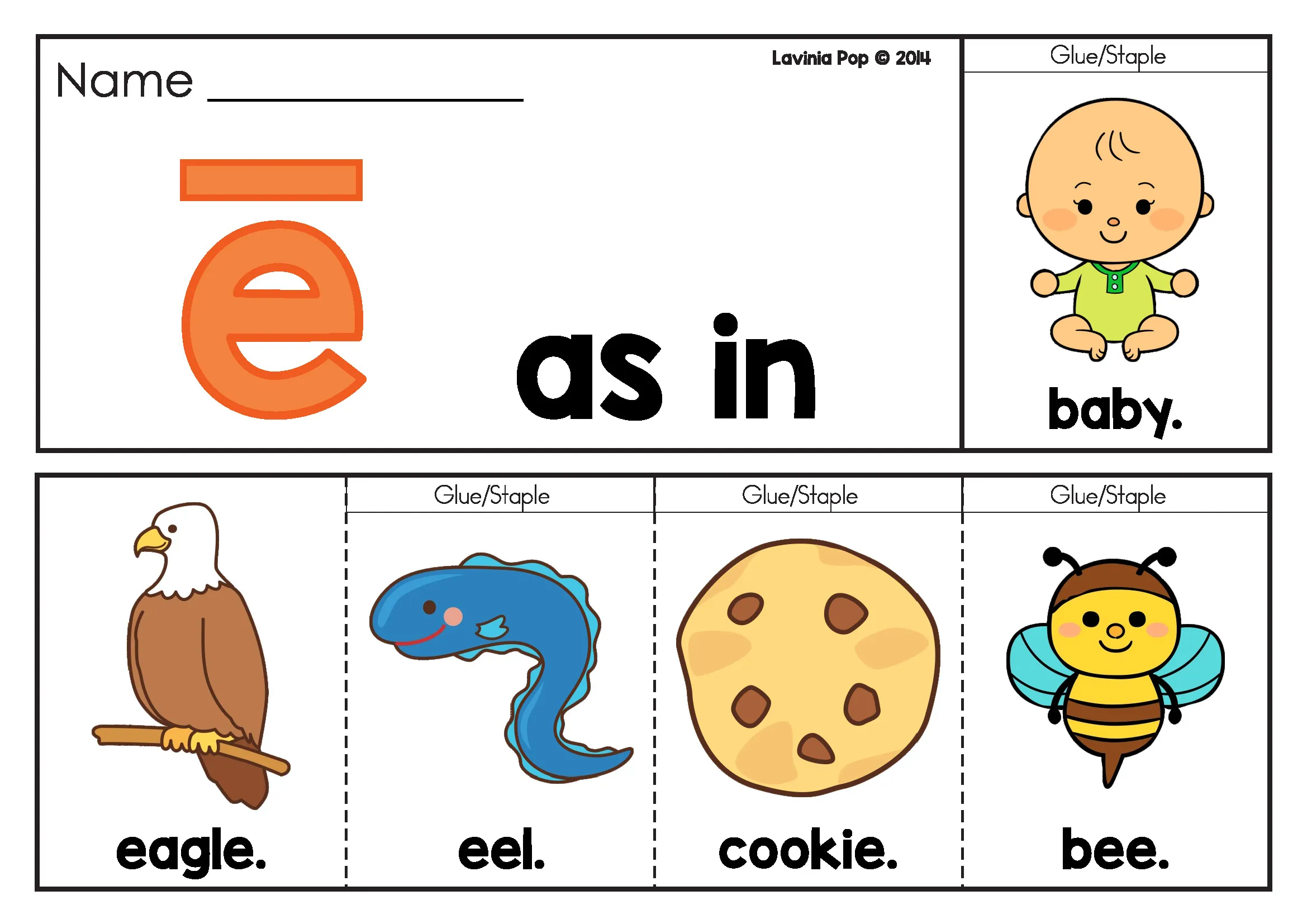 Long Vowel Flip Books and Labeling Worksheets Long E Color Long vowel flip books and labeling worksheets long E color flip book with picture supported phonics words