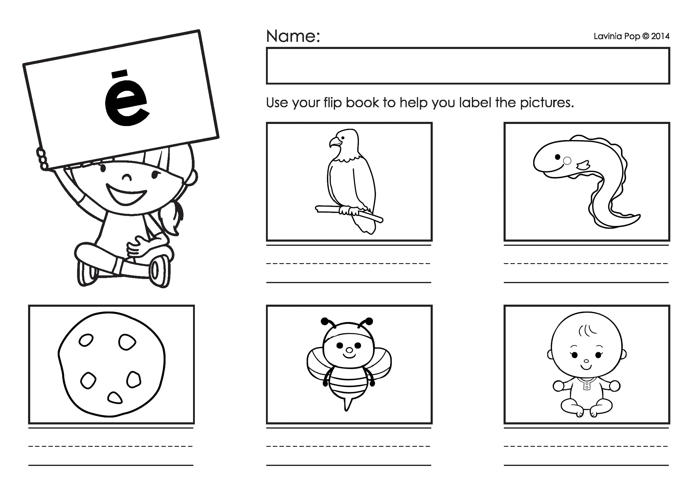 Long Vowel Flip Books and Labeling Worksheets Long E Page Long vowel flip books and labeling worksheets long E worksheet with picture labeling and writing lines