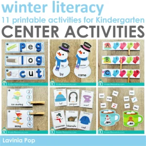 Winter Literacy Centers for Kindergarten printable winter literacy center activities