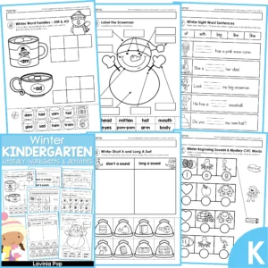 Winter Kindergarten Literacy Worksheets Activities Preview