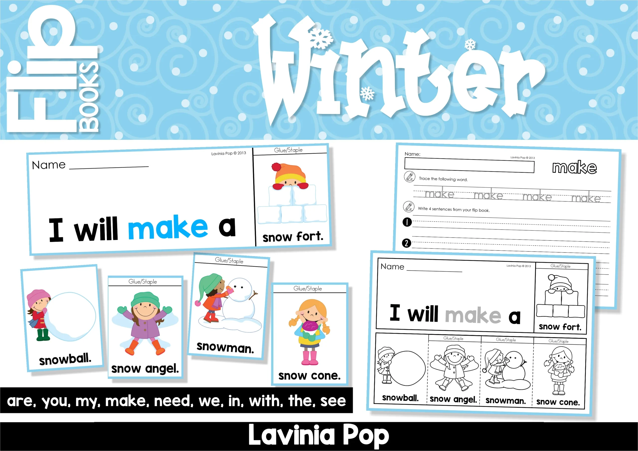 Winter Sight Word Fluency Flip Books Sentence Reading Activities Winter Sight Word Fluency Flip Books sentence strips and picture word cards for repeated reading and sight word fluency practice