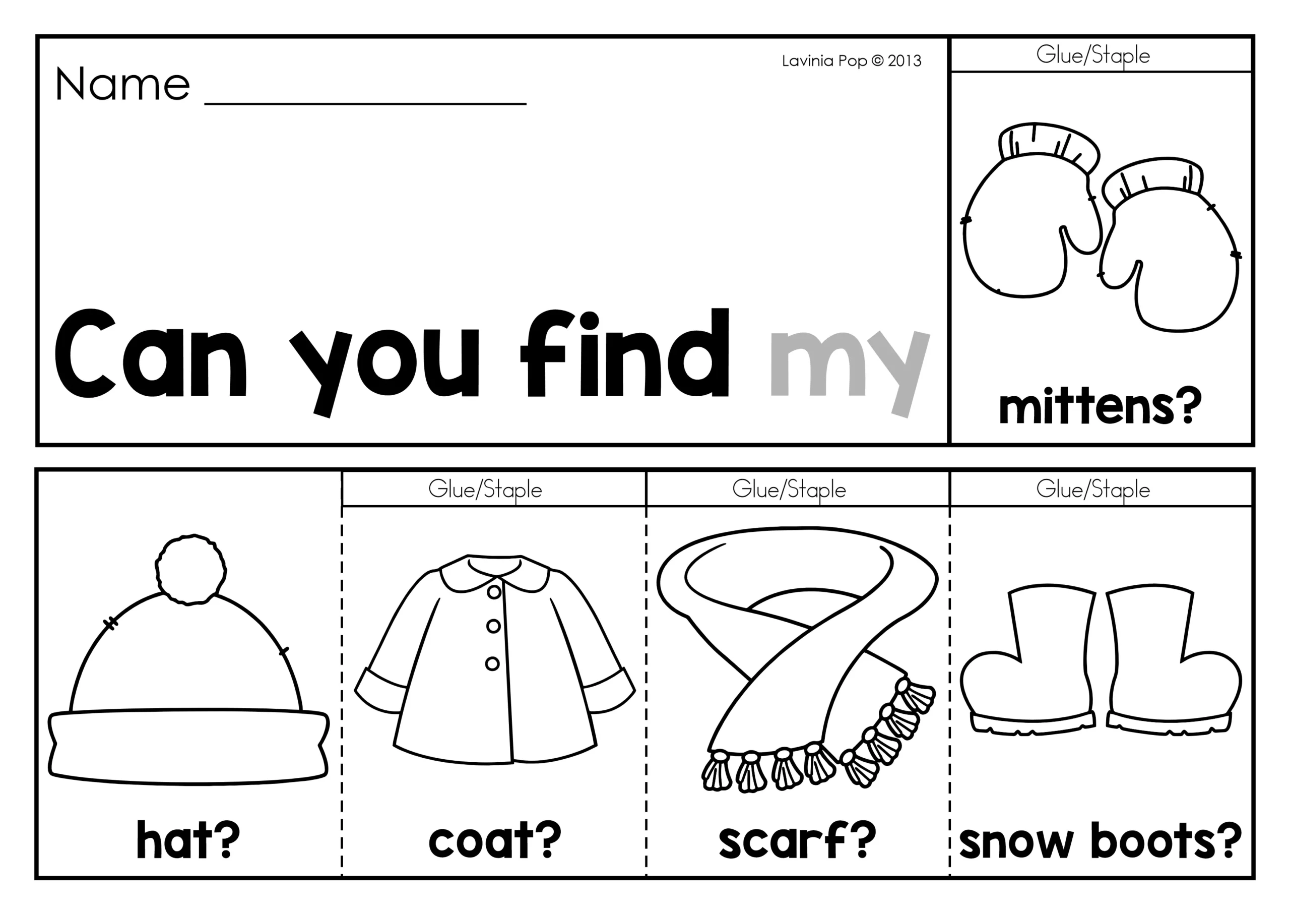 Winter Sight Word Fluency Flip Books Winter Clothing Flip Book Winter Sight Word Fluency Flip Books winter clothing flip book with simple sentences and picture vocabulary for early readers