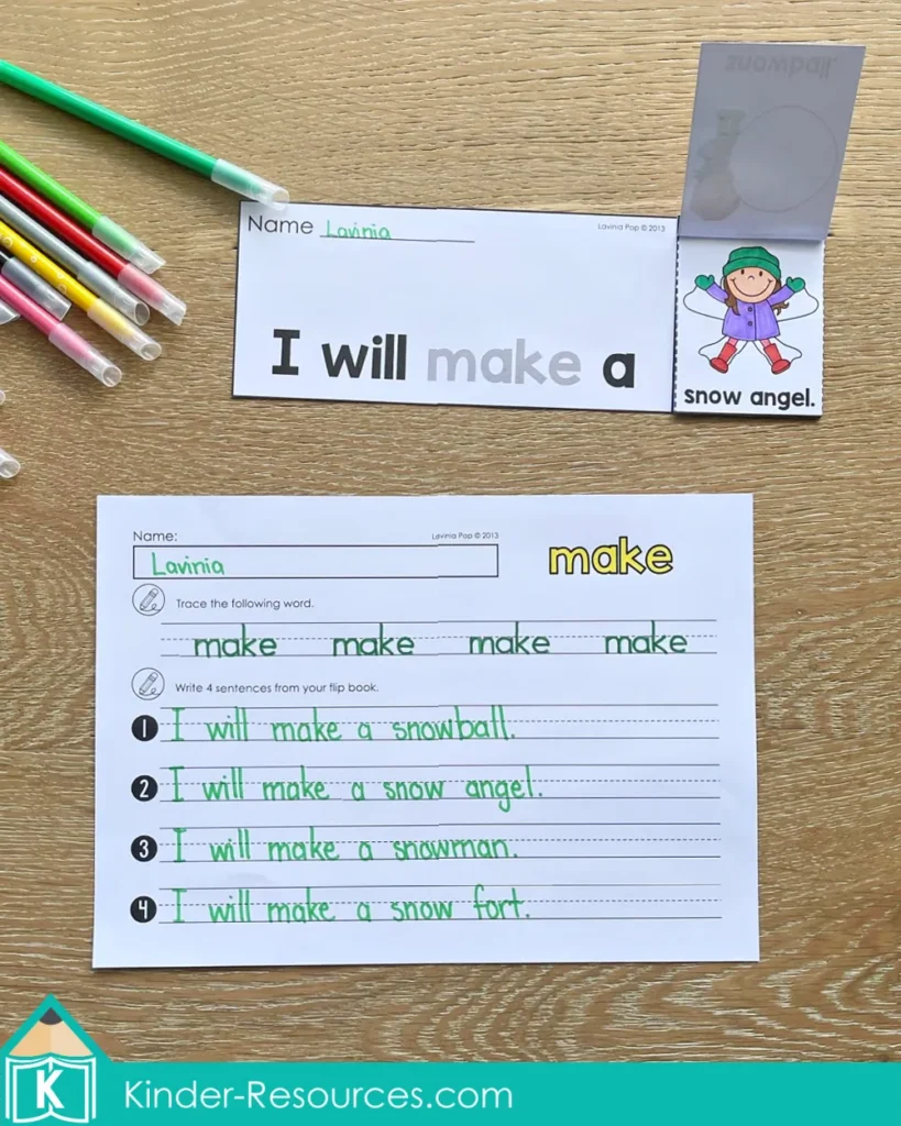 Winter Sight Word Fluency Flip Books snow activities flip book for practicing make with sentence reading and writing