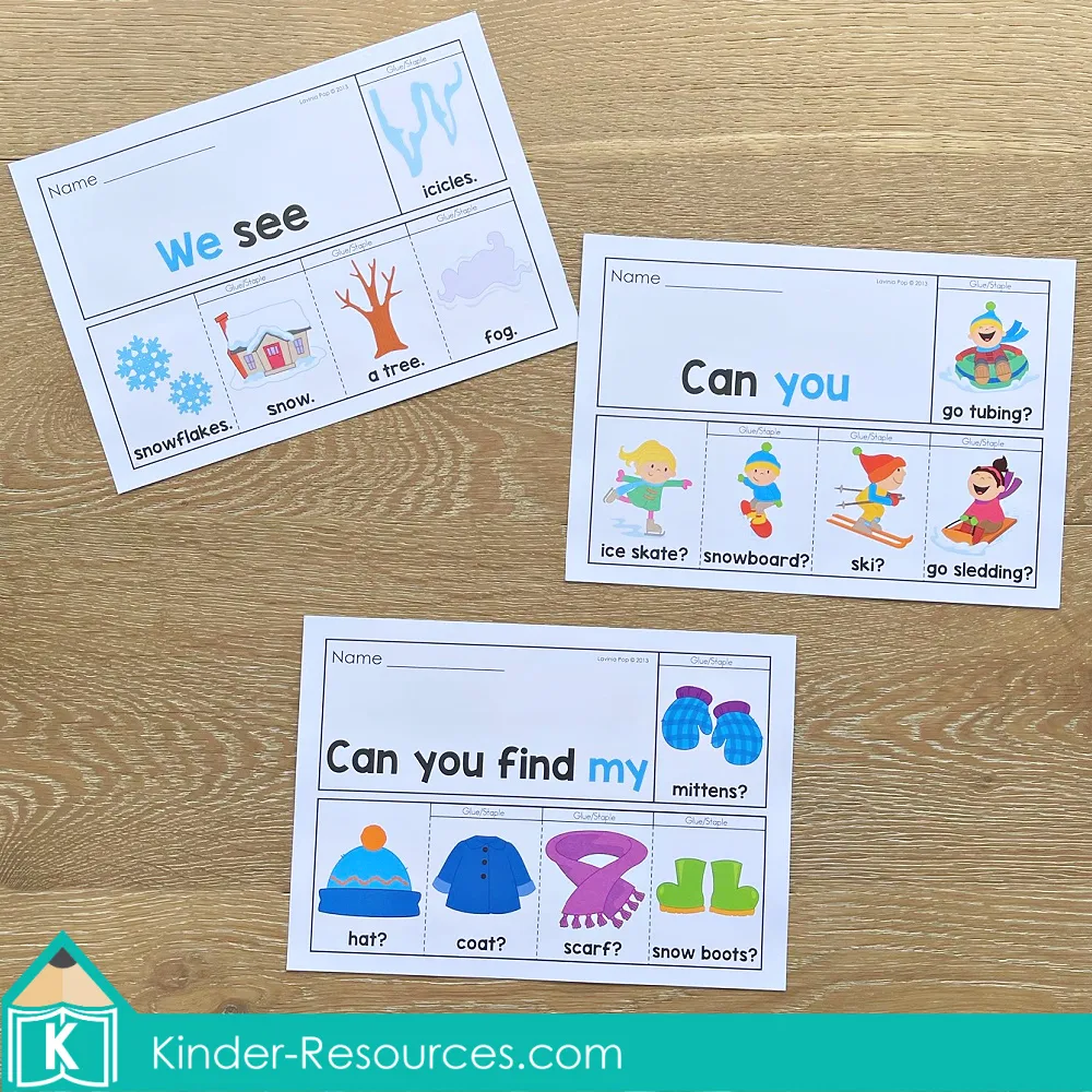Winter Sight Word Fluency Flip Books sentence pattern flip books using winter themes for repeated reading practice