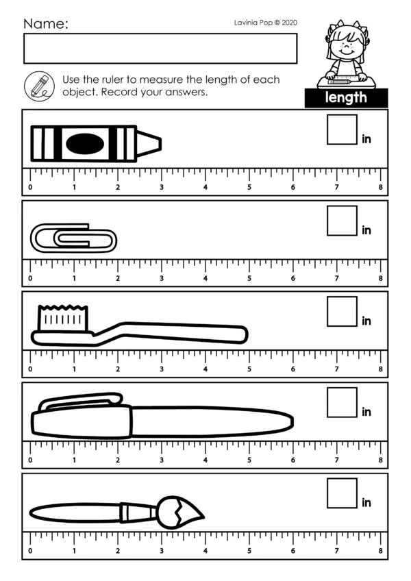 Measuring Length Worksheets: Non-Standard | Customary | Metric