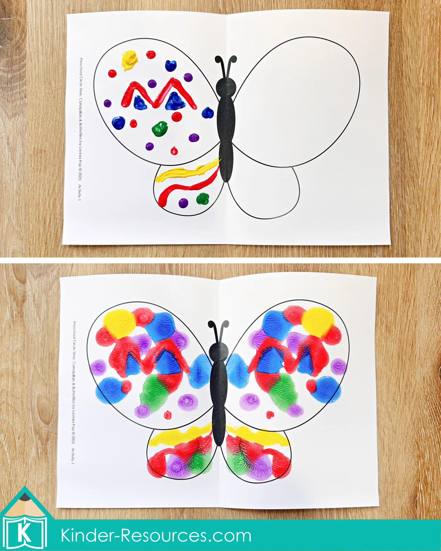 Caterpillars and Butterflies Preschool Circle Time Activities Butterfly Wing Symmetry Painting Craft Caterpillars and Butterflies Preschool Circle Time Activities butterfly wing symmetry painting activity for preschool students using folded paper to create mirror image wings