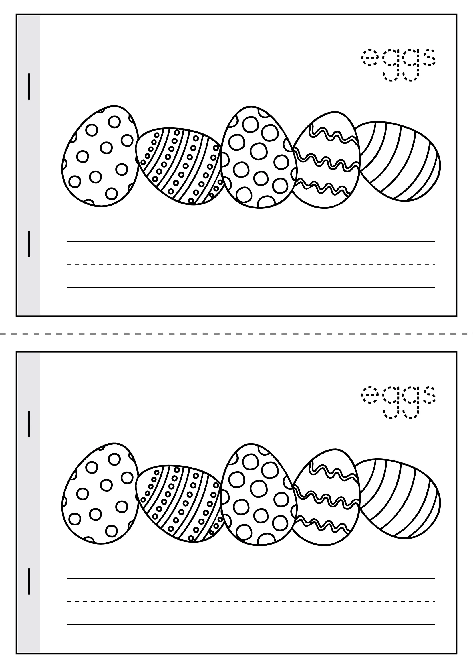 Easter Vocabulary Booklet Eggs Trace and Write Worksheet Easter Vocabulary Booklet eggs worksheet with trace word and writing lines for sentence practice