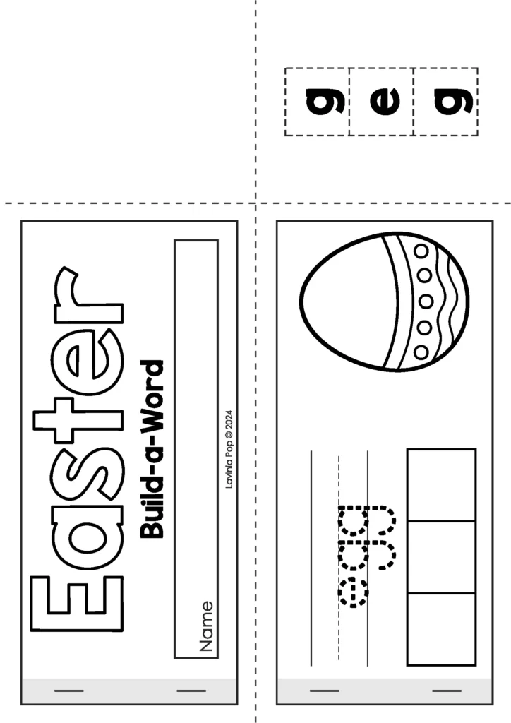 Easter kindergarten worksheets build a word booklet with letter tiles and simple word building practice
