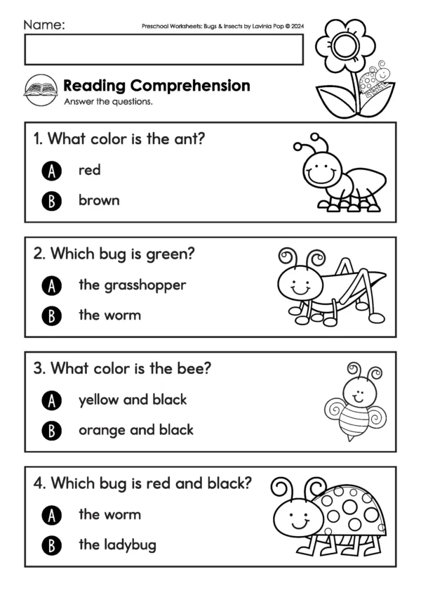Bugs & Insects Preschool Worksheets and Activities No Prep