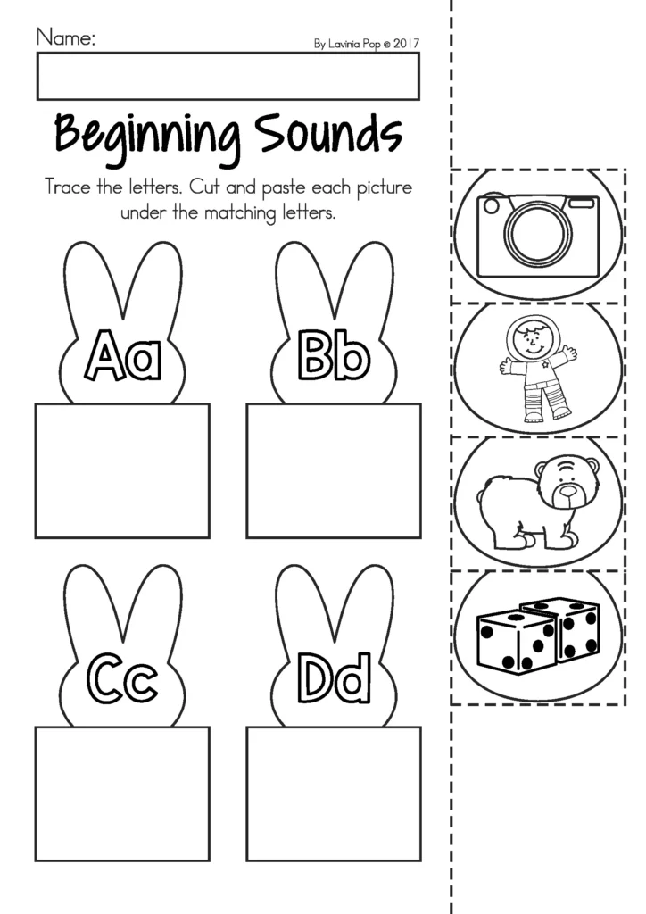 Easter Preschool Worksheets and Activities No Prep beginning sounds matching letters cut and paste worksheet