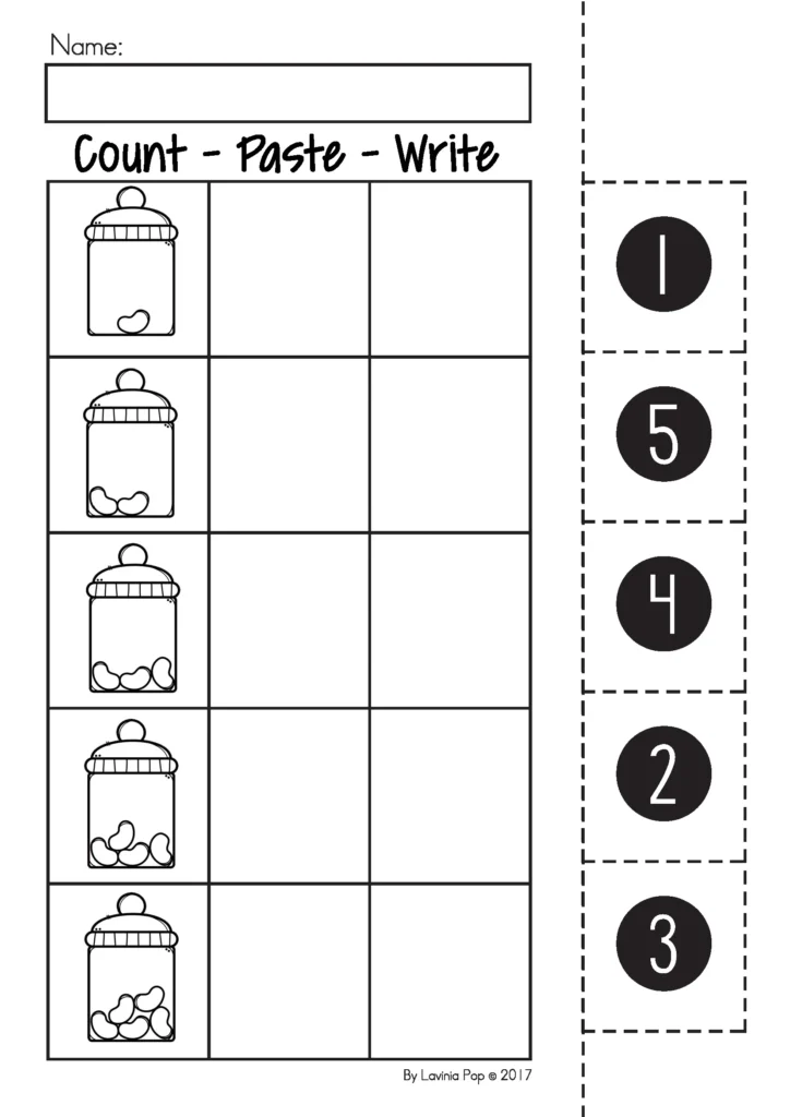 Easter Preschool Worksheets and Activities No Prep count paste write number recognition worksheet