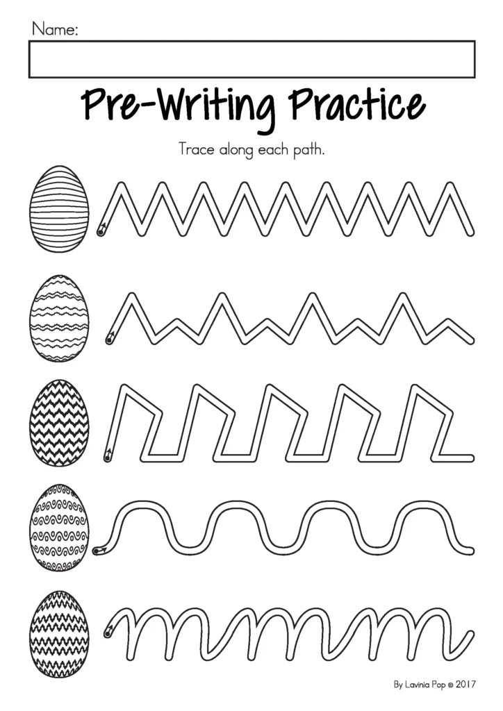 Easter Preschool Worksheets and Activities No Prep pre writing tracing lines fine motor worksheet
