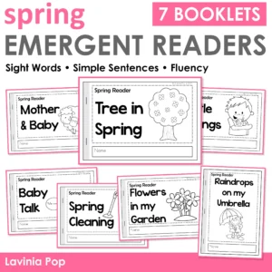 Spring Emergent Readers printable reading booklets for kindergarten sight words simple sentences and fluency