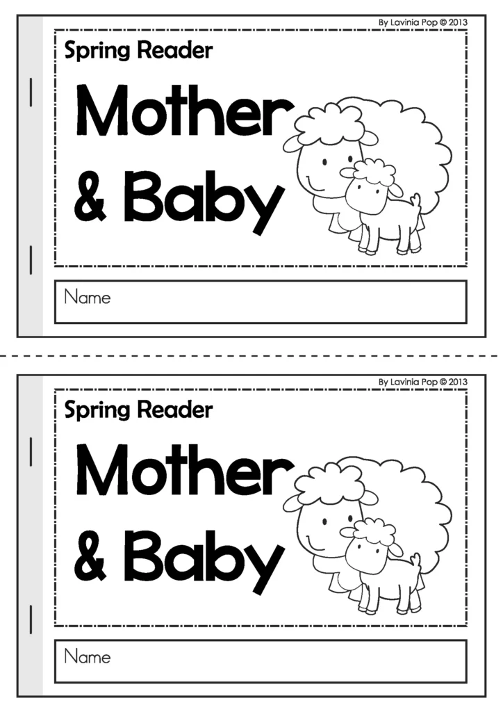 Spring emergent readers for kindergarten mother and baby printable mini book cover for early reading practice