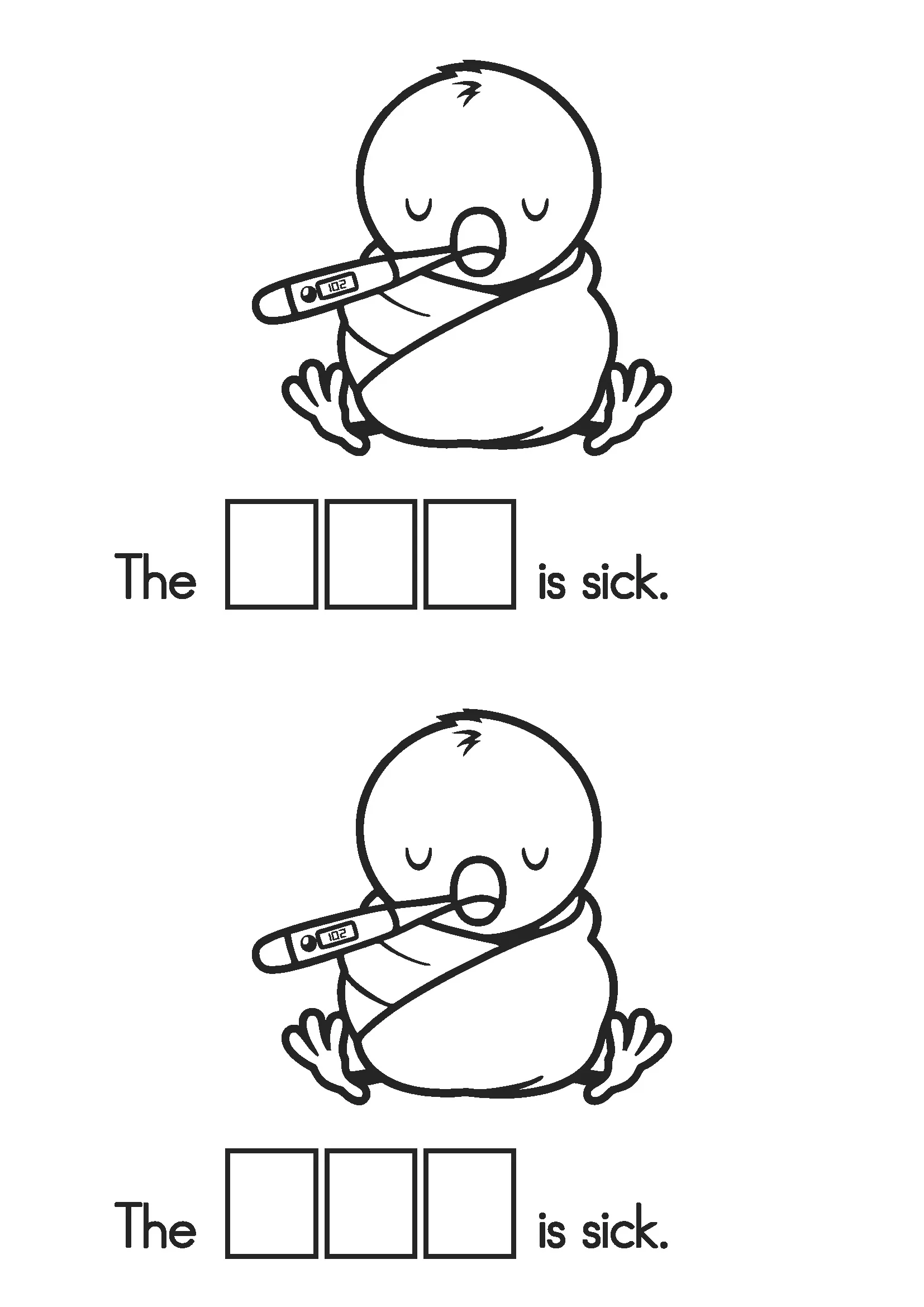 CH Digraph Worksheets and Activities Phonics Sentence Worksheet CH Digraph Worksheets and Activities sentence worksheet with simple sentence the chick is sick for early reading practice