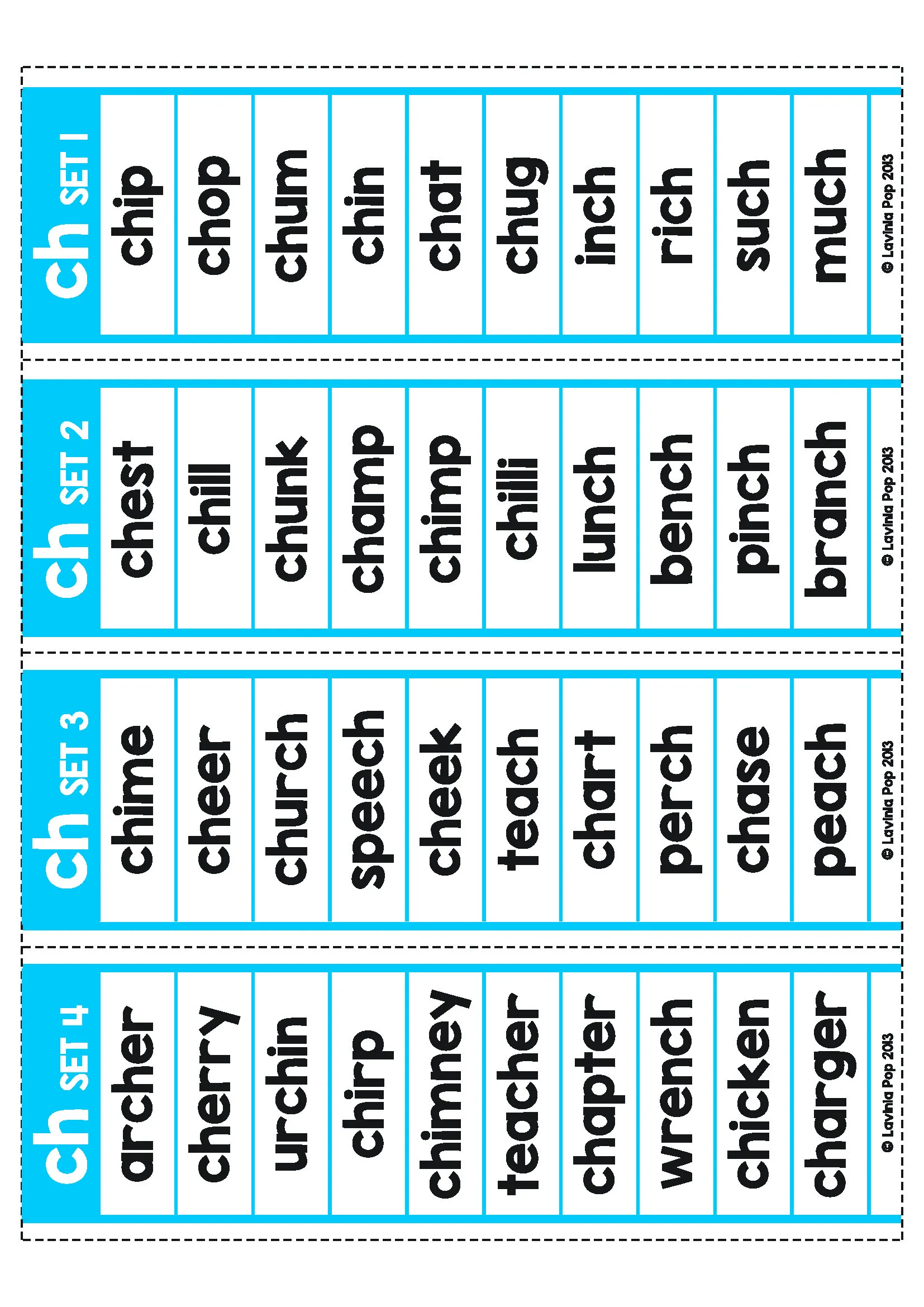 CH Digraph Worksheets and Activities Reading Cards Printable CH Digraph Worksheets and Activities reading cards printable page with ch set 1 words like chip chop chum chin chat chug inch rich such much