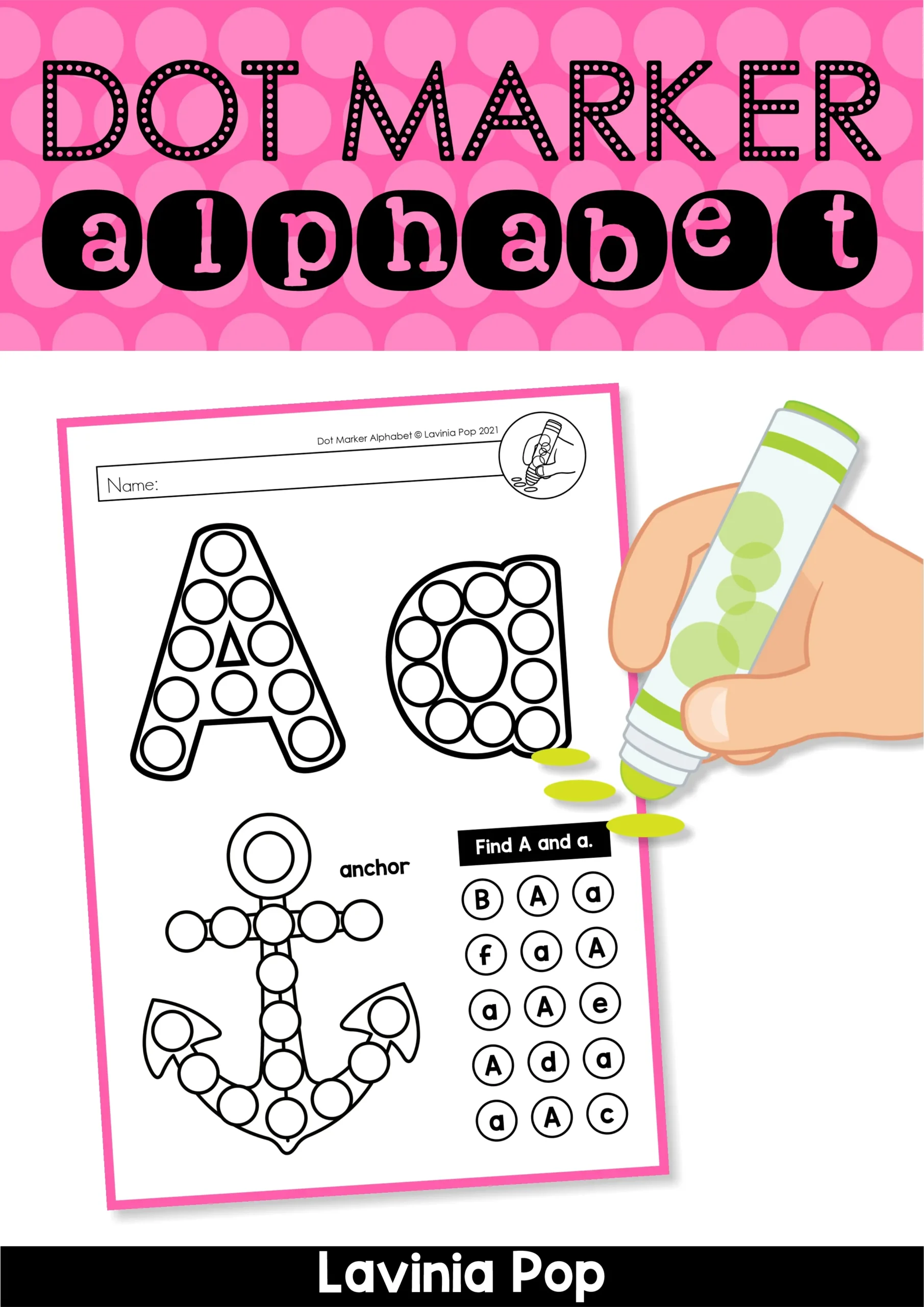 Dot Marker Alphabet Cover Dot Marker Alphabet A-Z bingo dabber worksheets for Preschool Pre K and Kindergarten literacy activities