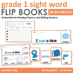Grade 1 Sight Word Sentence Flip Books with 44 printable readers for reading fluency and sentence practice