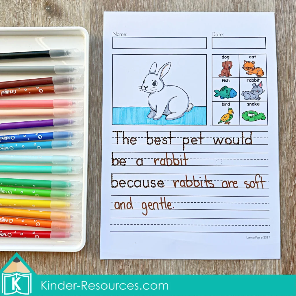 May Writing Journal Prompts opinion writing worksheet choosing best pet with sentence about rabbit being soft and gentle