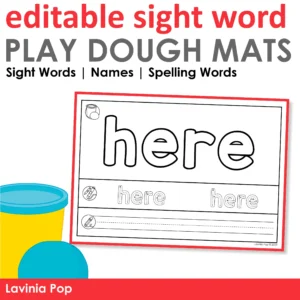 Editable sight word play dough mats for hands on word building, tracing, handwriting, and spelling practice
