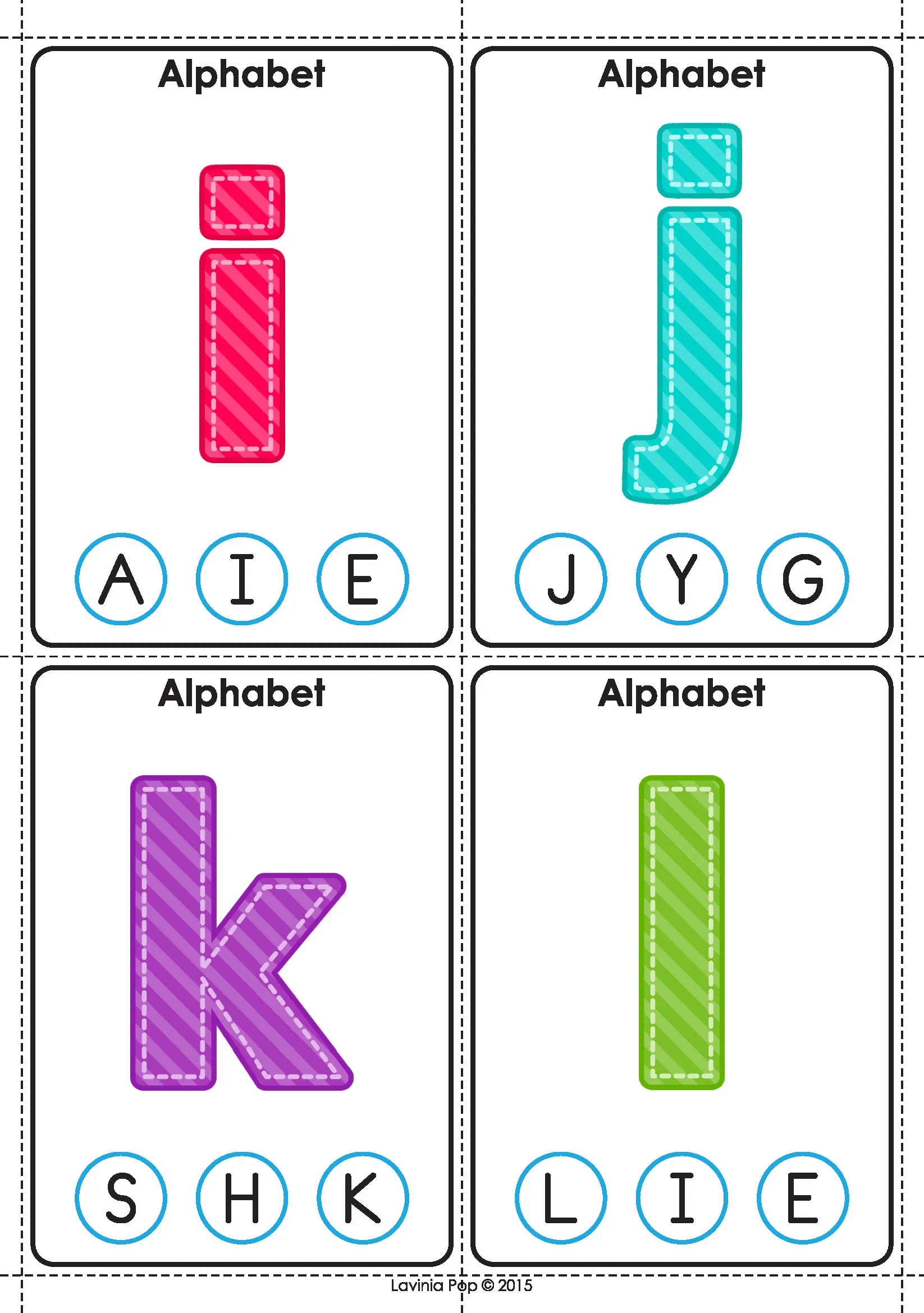 Matching Clip Cards Lowercase i, j, k and l alphabet matching clip cards for uppercase letter matching.