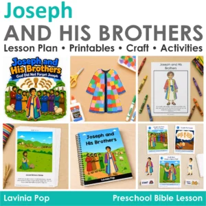 Joseph and His Brothers preschool Bible lesson with a storybook, colorful coat craft, booklet, review pictures and retelling cards.