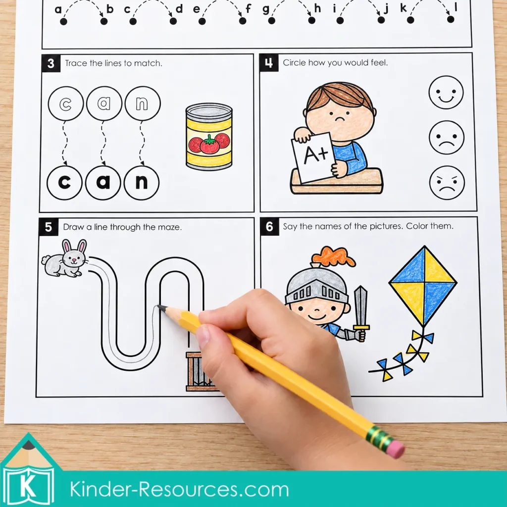 Kindergarten Morning Work Maze and Pencil Control Activity