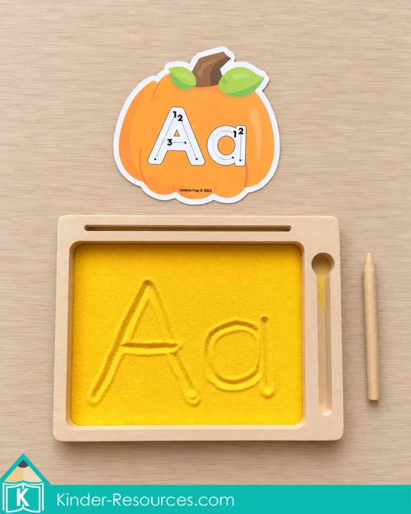 Pumpkin Centers for Preschool: Alphabet Writing Practice