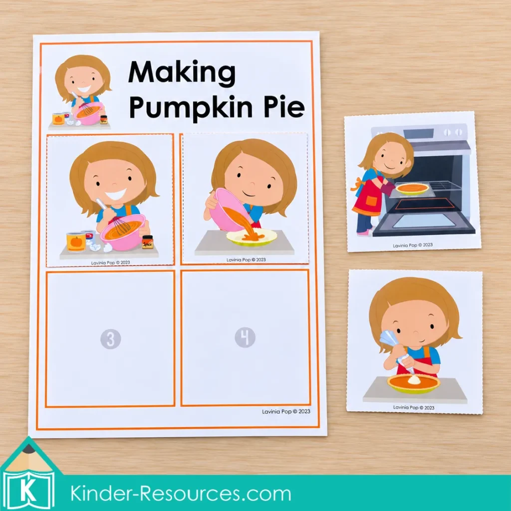 Pumpkin Centers for Preschool: Pumpkin Pie Sequencing