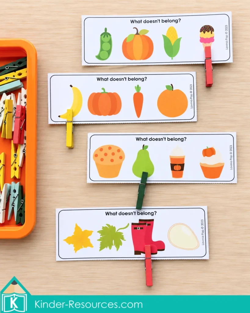 Pumpkin Centers for Preschool: What Doesn't Belong Activity