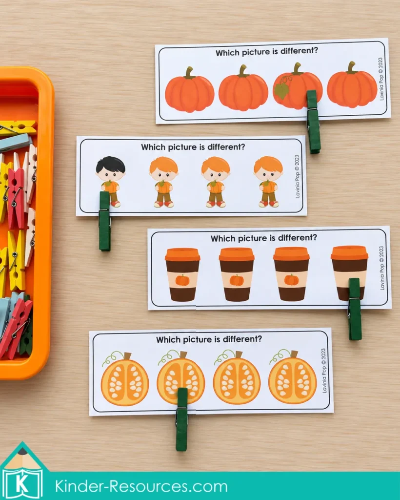 Pumpkin Centers for Preschool: Visual Discrimination Activity