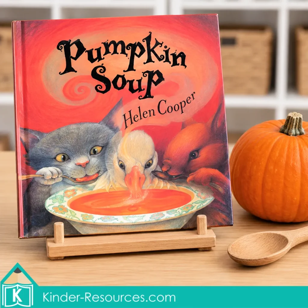 Pumpkin Soup by Helen Cooper for listening and story discussions during pumpkin circle time activities for preschool.