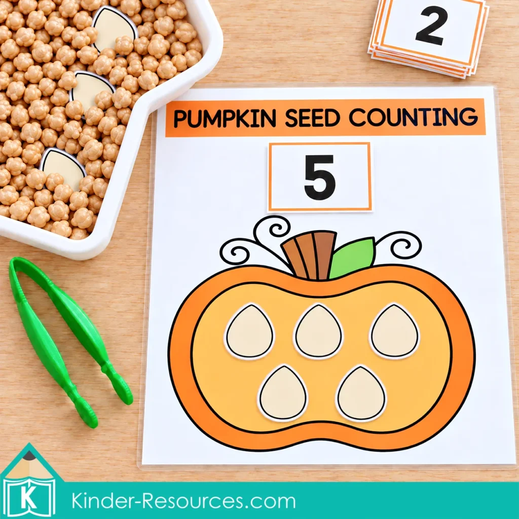 Pumpkin Sensory Bins for Preschool – Pumpkin Seed Counting 1–10